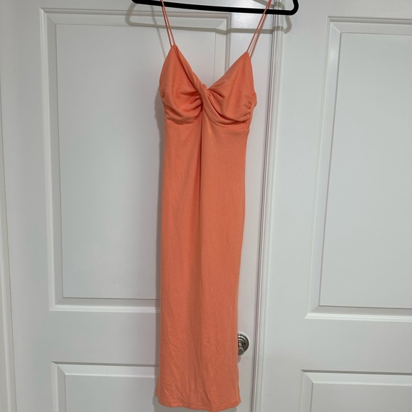 Sage + Paige peach midi dress, size extra small NWT twist front summer spring xs - Picture 2 of 4